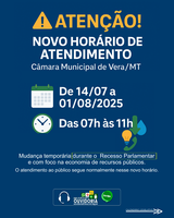 📢 ATENÇÃO - ALTERAÇÃO TEMPORÁRIA DE HORÁRIO DE ATENDIMENTO