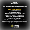 22/11/2021 08:18:00 (ATUALIZADA 10h20) - Nota de Falecimento e comunicado de LUTO OFICIAL no legislativo 22/11/2021 08:18:00 (ATUALIZADA 10h20) - Nota de Falecimento e comunicado de LUTO OFICIAL no legislativo