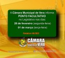24/02/2022 09:36:00 CÂMARA INFORMA: Ponto Facultativo 24/02/2022 09:36:00 CÂMARA INFORMA: Ponto Facultativo