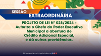 Em sessão extraordinária vereadores aprovam projeto para abertura de crédito para a secretaria de cultura