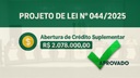 Parlamentares aprovam crédito suplementar de R$ 2 milhões para educação, cultura e obras Parlamentares aprovam crédito suplementar de R$ 2 milhões para educação, cultura e obras